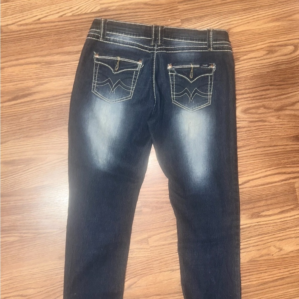 Angels Dark Wash Distressed Skinny Jeans Size 11 - Picture 4 of 4